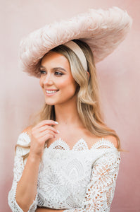 Large Blush Feather hat