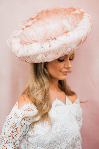 Large Blush Feather hat