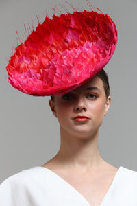 Red and Pink Feather Hat